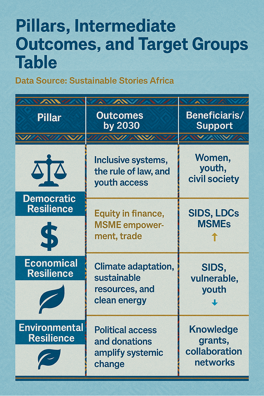 Infographic: Pillars, Intermediate Outcomes, and Target Groups Table