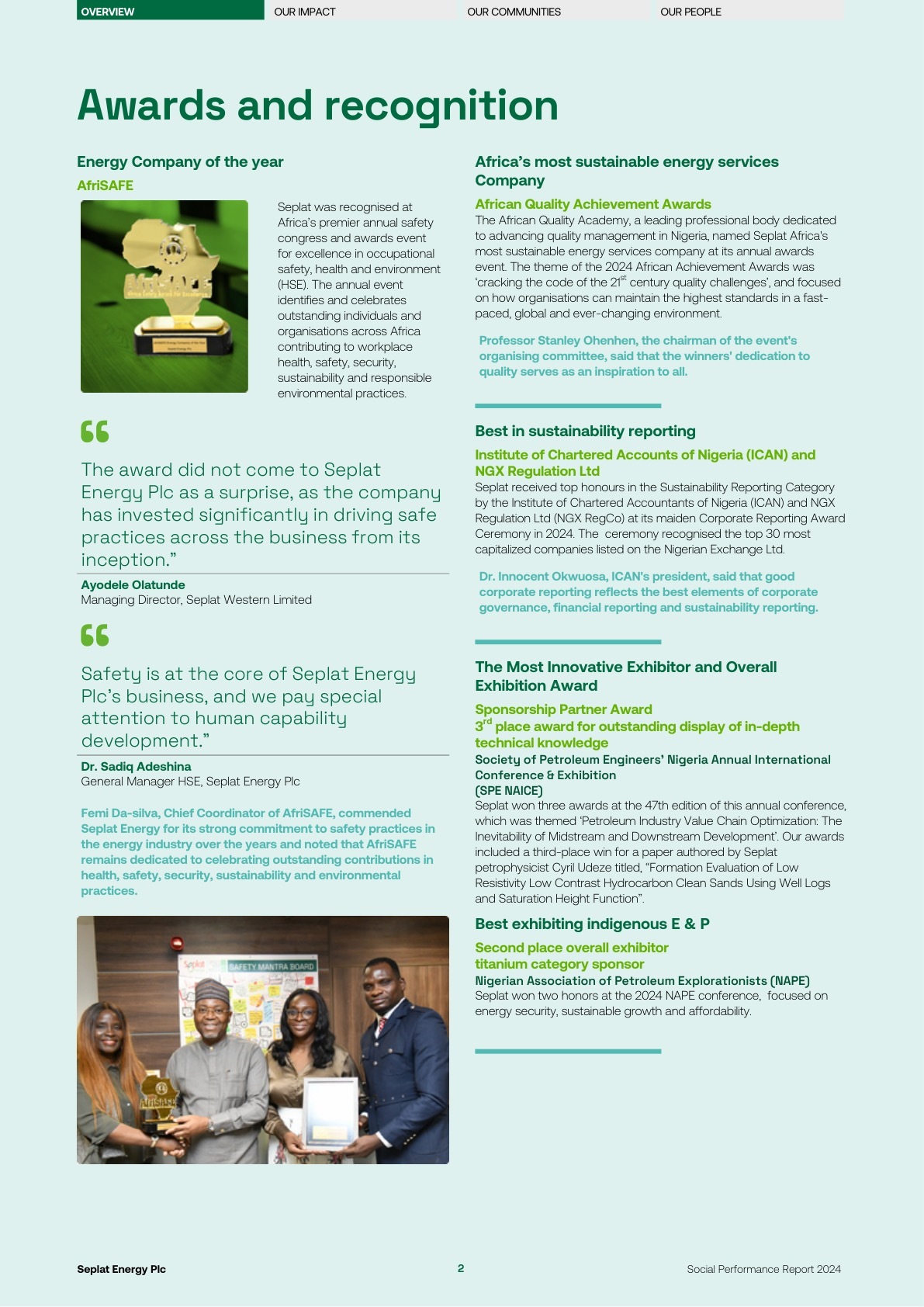 Seplat Social Performance Report 2024 page 004